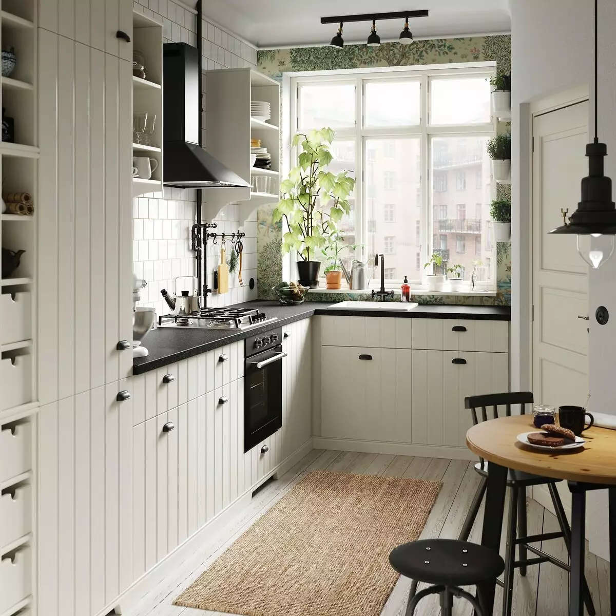 Møbler til små køkkener (54 billeder): Små køkkenmøbler til lille køkken, skabe, møbler sæt og separate varer, indretningsmuligheder med møbler 20944_8