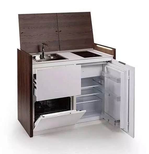 Transformer Kitchen (35 fotografií): Výber okrúhlej kuchynskej headset Transformátor a ďalší nábytok-Trasformer v malých kuchynskom apartmáne 20959_25