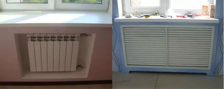Niša virtuvē zem loga (38 fotogrāfijas): ziemas skapis ledusskapis un kaste zem loga virtuvē, plauktos un citās apdares dizaina opcijās 20962_13