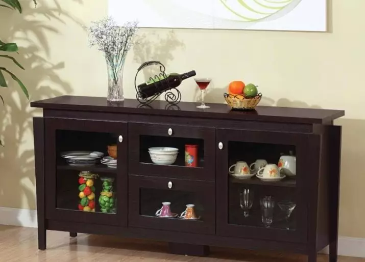 Dresser untuk dapur (53 foto): Kabinet dapur dengan laci untuk hidangan, desain jagung dalam gaya klasik, laci dengan permukaan kerja, model plastik sempit bergaya 20964_13