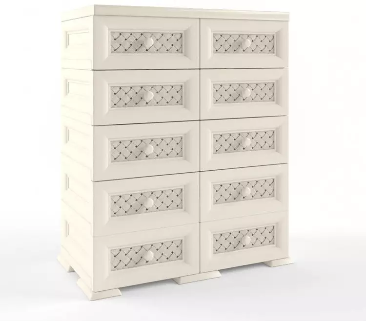 Dresser keur dapur (53 foto): pawon kabinét jeung drawers pikeun masakan, desain jagong di gaya klasik, dada of drawers kalayan permukaan gawe, stylish model palastik sempit 20964_25