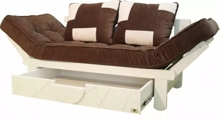 Sofa di dapur (44 foto): sofa lipat sempit dengan tempat tidur, model dapur dengan kotak penyimpanan, pilihan sudut kecil 20968_21