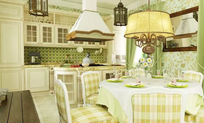 Tirai Hijau Di Dapur (77 Foto): Beige-salad dan Warna Pistachio Tirai untuk dapur putih dan oranye, interior dengan tulle hijau-lilac 20973_2