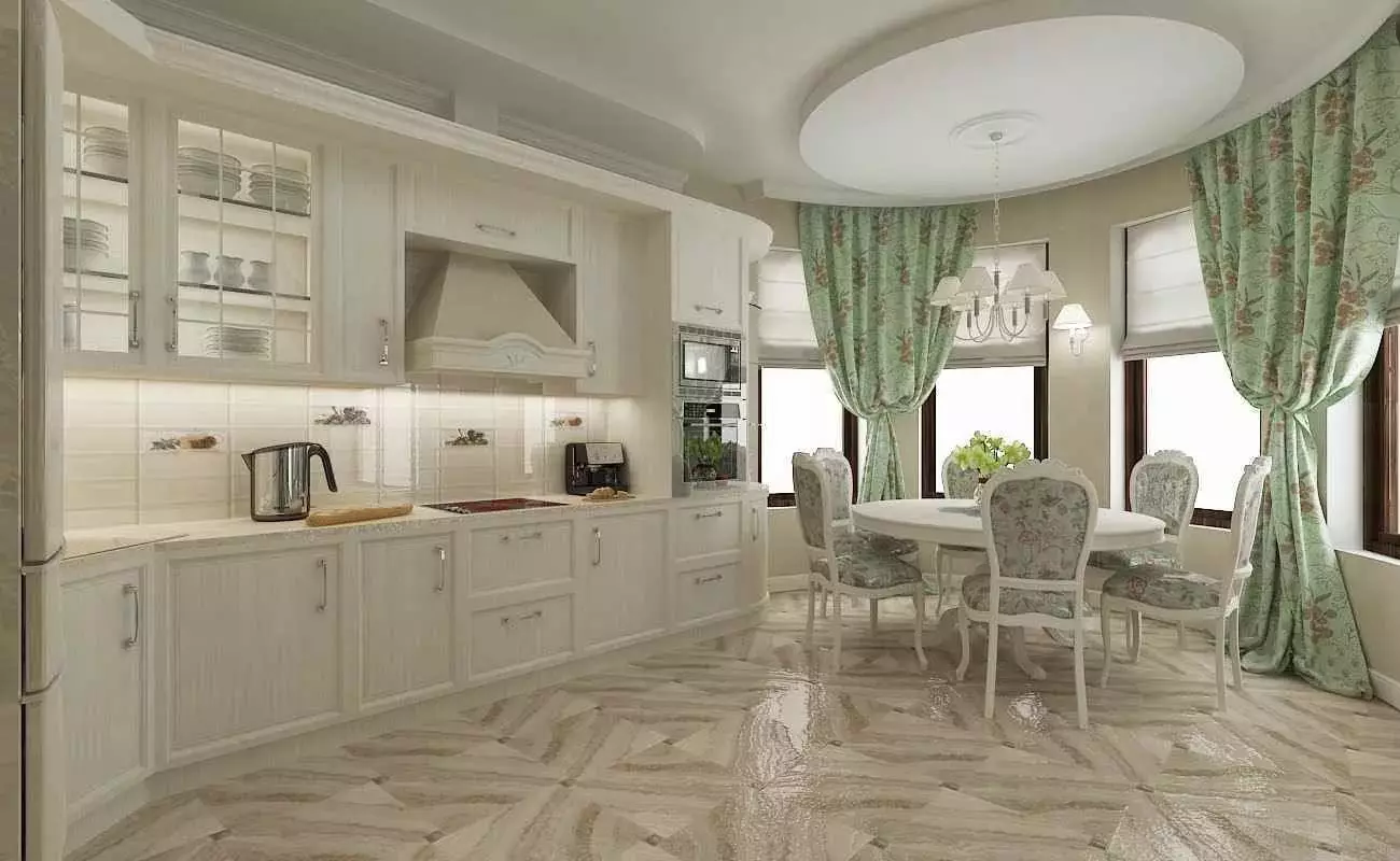 سفید باورچی خانے کے لئے پردے (42 فوٹو): سیاہ اور سفید رنگوں میں باورچی خانے کے ڈیزائن کے لئے کیا رنگ مناسب ہیں؟ نیلے رنگ کے پردے کس طرح سفید باورچی داخلہ میں نظر آتے ہیں؟ 20975_16