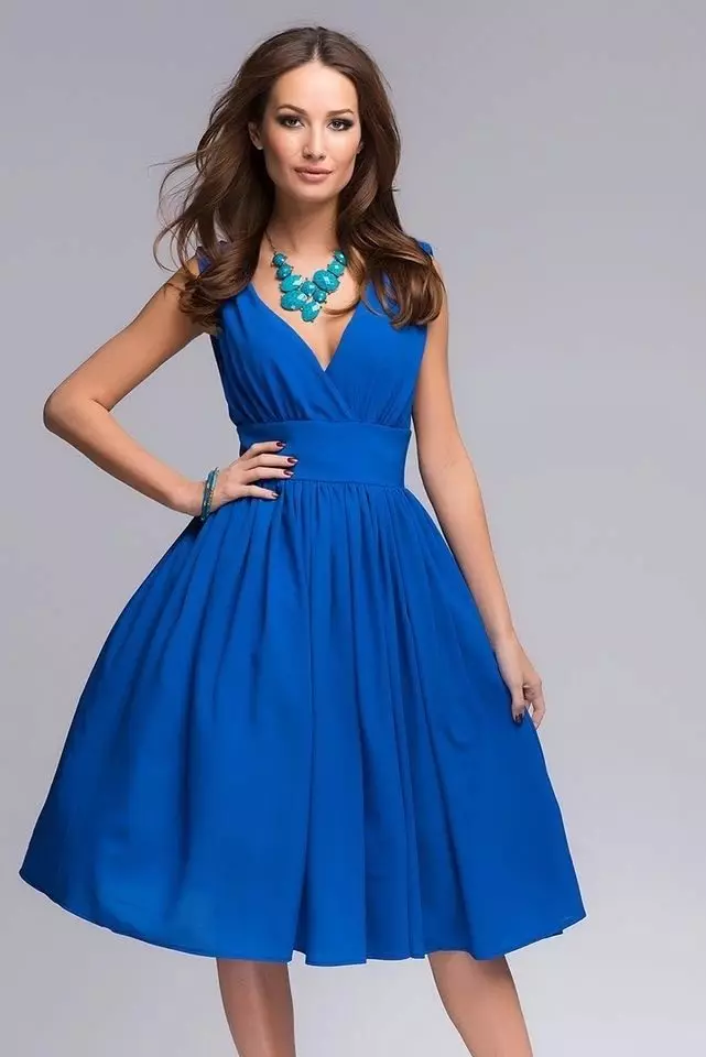 Modré glfus šaty z pásu