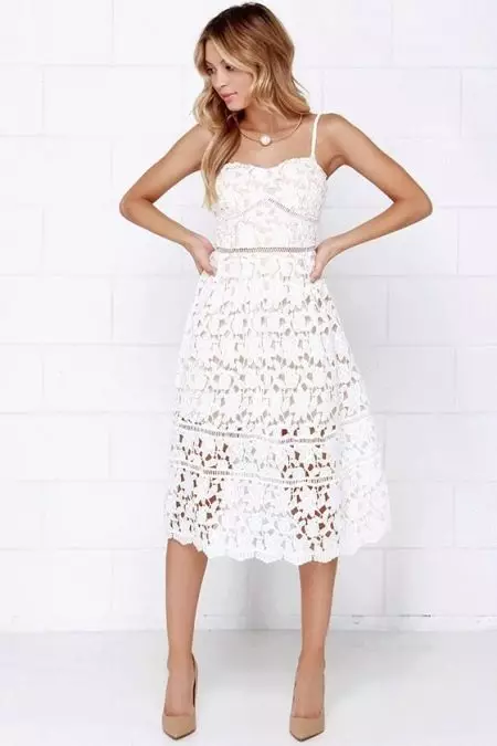 白色Cutted針織連衣裙