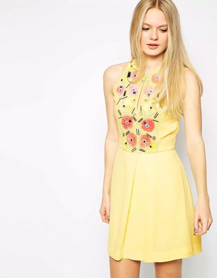 Letné žlté skratené šaty