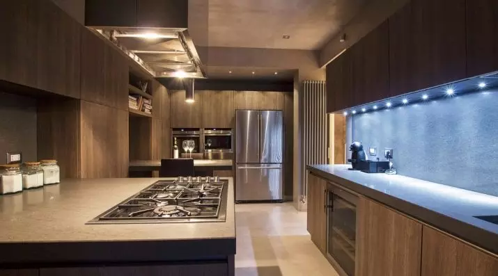 LED podsvietenie pod kuchynskými skrinkami (80 fotografií): Prehľad horných, pripojených a iných kuchynských svietidiel s LED diódami. Aké svietidlá lepšie si vybrať? 21002_13