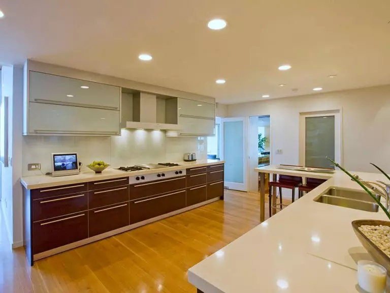 Küchenlampen (74 Fotos): Küchenschaufel- und Wand-Sensorlampen, Overhead- und Track-Lampen und -decke, andere Optionen 21003_17