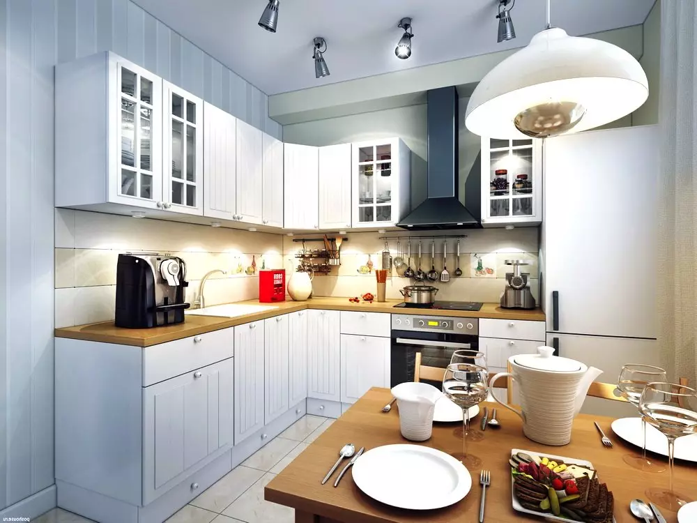 रसोई में प्रकाश (52 फोटो): रसोईघर के इंटीरियर में प्रकाश व्यवस्थित कैसे करें? छत और दीवारों पर दीपक के लिए डिजाइन और विकल्प 21004_19