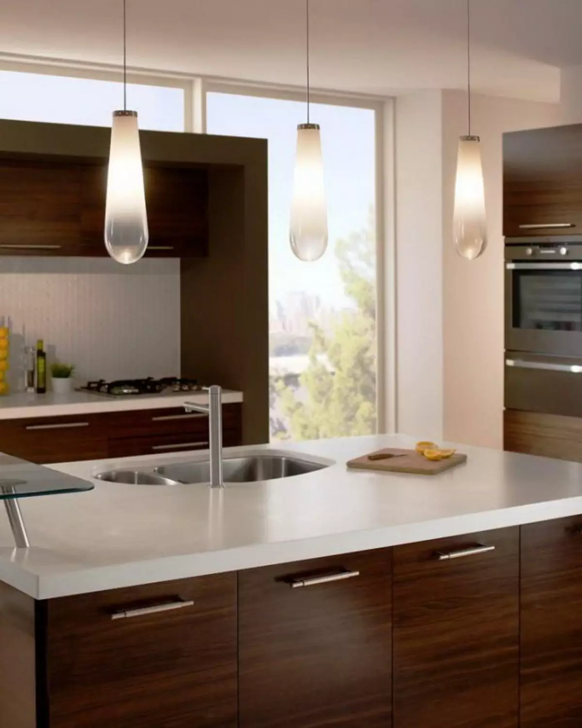 रसोई में प्रकाश (52 फोटो): रसोईघर के इंटीरियर में प्रकाश व्यवस्थित कैसे करें? छत और दीवारों पर दीपक के लिए डिजाइन और विकल्प 21004_8