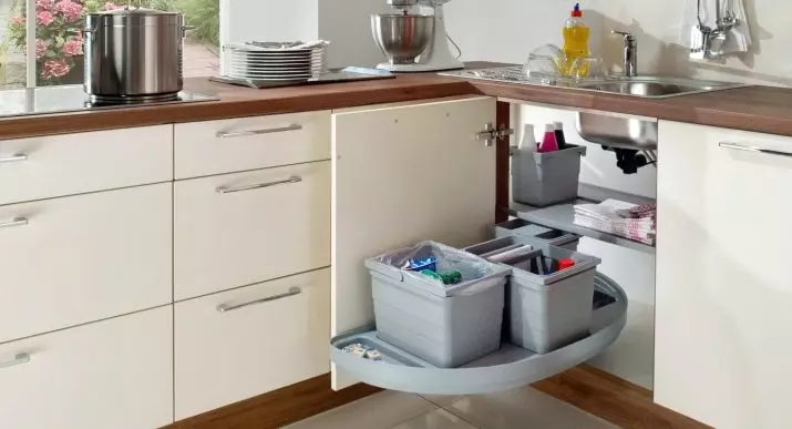 Hjørneskab under køkkenvasken (37 billeder): Størrelse af gulvhjørne køkkenskabe, valg af et vinkelmodul under vasken 21029_34