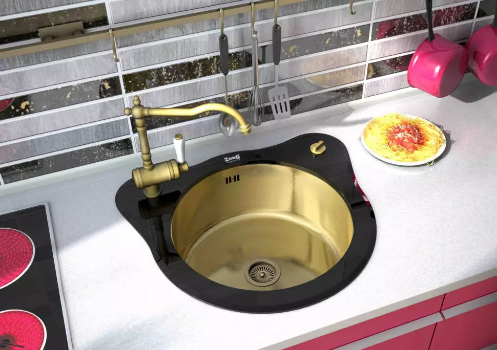 Zorg Zorg кујна мијалници (23 фотографии): Преглед на нерѓосувачки челик нерѓосувачки челик школки и други материјали 21037_10