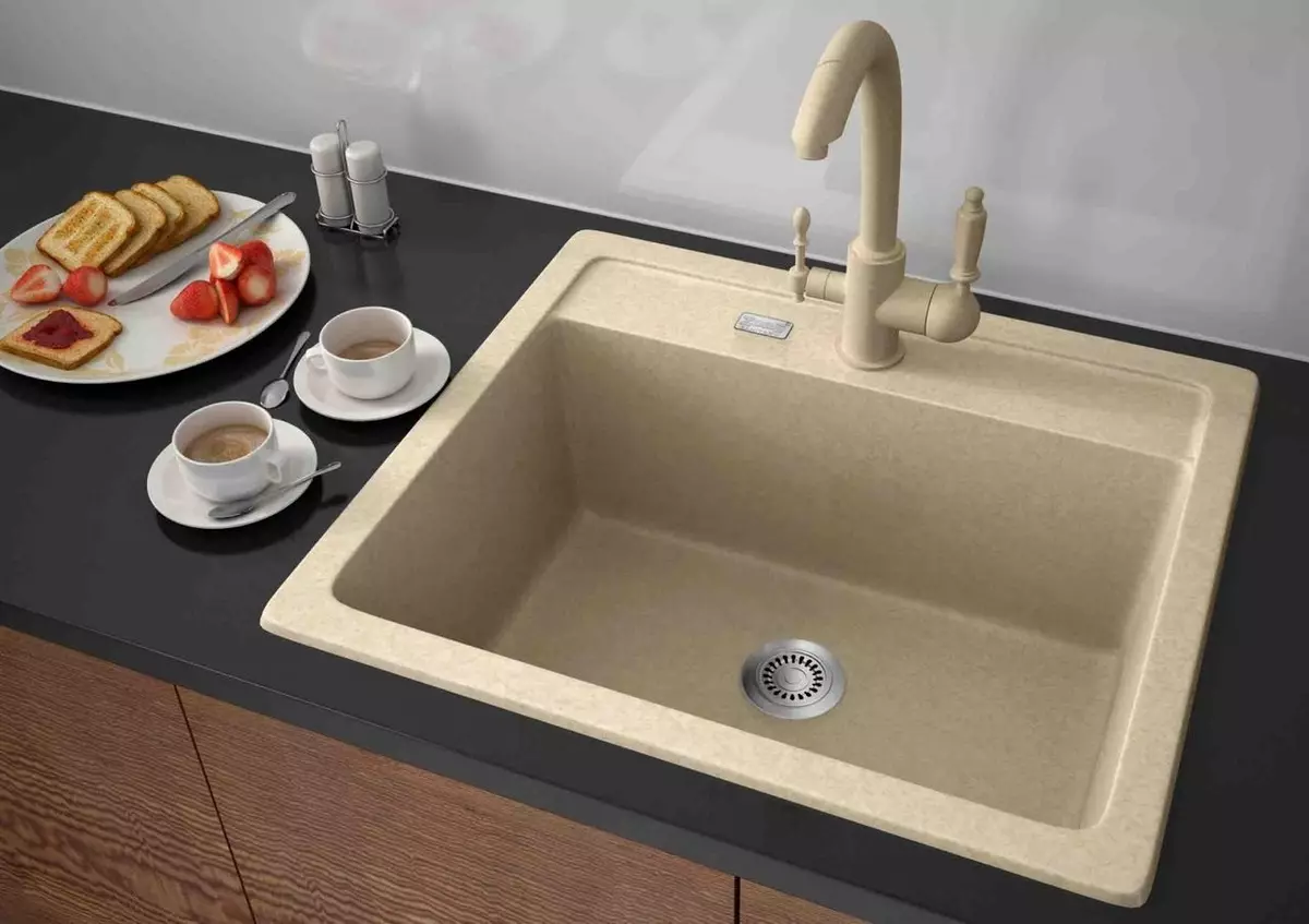 Mramora umivaonika za kuhinju: izbor sudopera od umjetnih i prirodnih mramora. Proso i nedostaci modela boja 21051_3