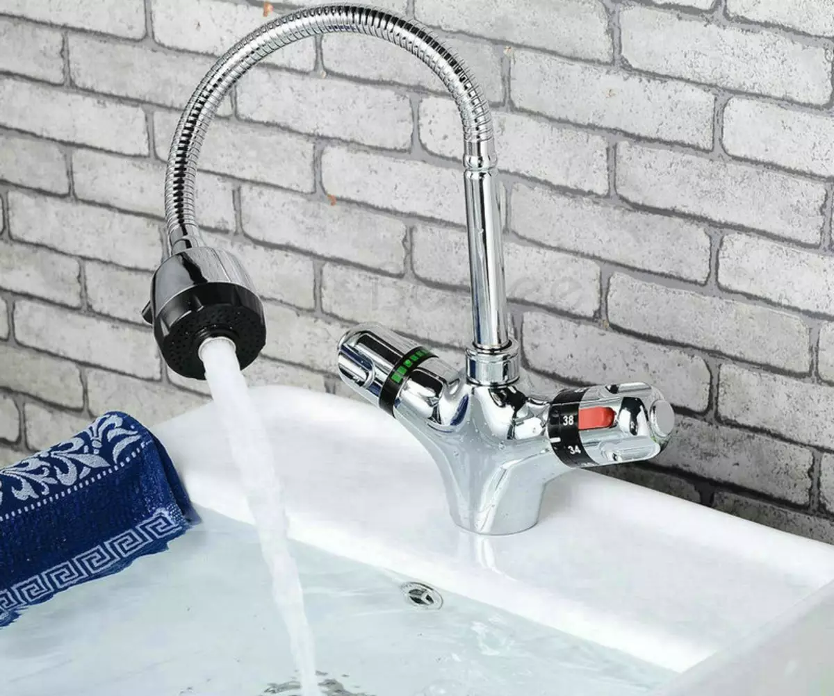 Kitchen faucets (68 mapikicha): kicheni taps yokushambidza mu Retro style uye dzimwe mhando, kudzokorora kutsinga dzinouya mixers kuti rinosakara pamwe refu kudzingwa, thermostat 21053_17