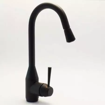 Black faucets for kitchen (23 photos): Overview of kitchen cranes of black granite, pluses and cons ceramic black models with a sliding watering can 21054_16