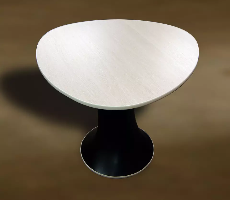 Táboas para a cociña nunha perna (42 fotos): táboas de cociña formas ovais e redondas no soporte central, mesas de cea deslizantes nunha perna 21059_19