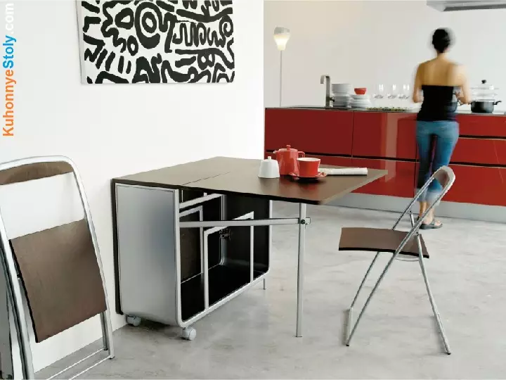 Խոհանոցի աթոռներ եւ սեղաններ (98 լուսանկար). Խոհանոցի ճաշասենյակի ընտրություն, սպիտակ եւ այլ գույնի փայտե հավաքածուներ, ժամանակակից ինտերիեր, գեղեցիկ կլոր սեղանների եւ այլ տարբերակներ 21063_18