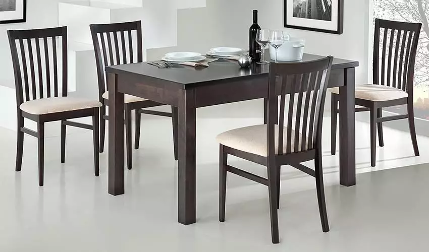 Խոհանոցի աթոռներ եւ սեղաններ (98 լուսանկար). Խոհանոցի ճաշասենյակի ընտրություն, սպիտակ եւ այլ գույնի փայտե հավաքածուներ, ժամանակակից ինտերիեր, գեղեցիկ կլոր սեղանների եւ այլ տարբերակներ 21063_3