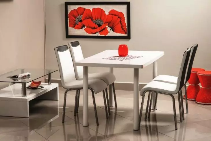 Խոհանոցի աթոռներ եւ սեղաններ (98 լուսանկար). Խոհանոցի ճաշասենյակի ընտրություն, սպիտակ եւ այլ գույնի փայտե հավաքածուներ, ժամանակակից ինտերիեր, գեղեցիկ կլոր սեղանների եւ այլ տարբերակներ 21063_4