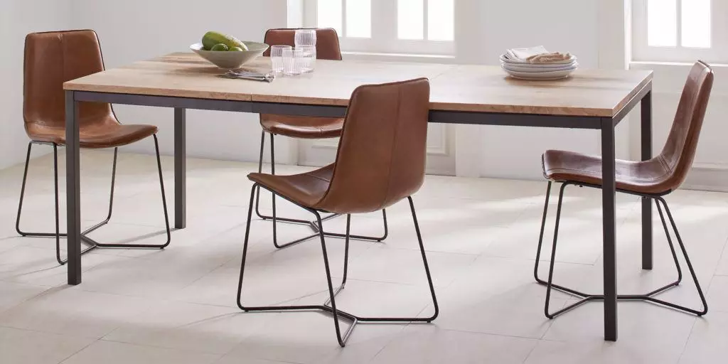Խոհանոցի աթոռներ եւ սեղաններ (98 լուսանկար). Խոհանոցի ճաշասենյակի ընտրություն, սպիտակ եւ այլ գույնի փայտե հավաքածուներ, ժամանակակից ինտերիեր, գեղեցիկ կլոր սեղանների եւ այլ տարբերակներ 21063_6