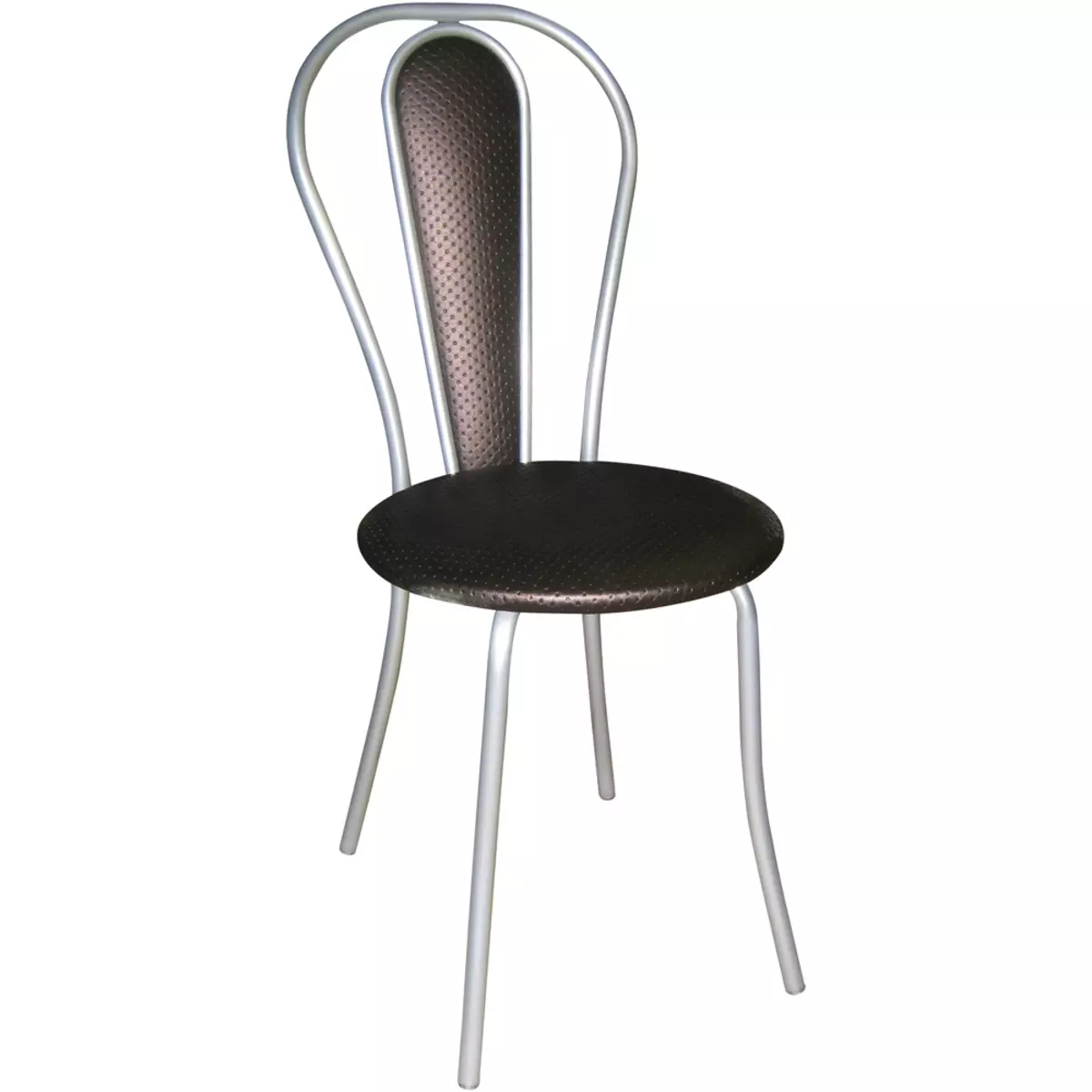 Kuhinjske stolice na metalnom okviru (68 fotografija): Kuhinjske stolice s naslonom na metalnom okviru, hromirani čelični modeli i stolice s metalnim nogama 21071_11
