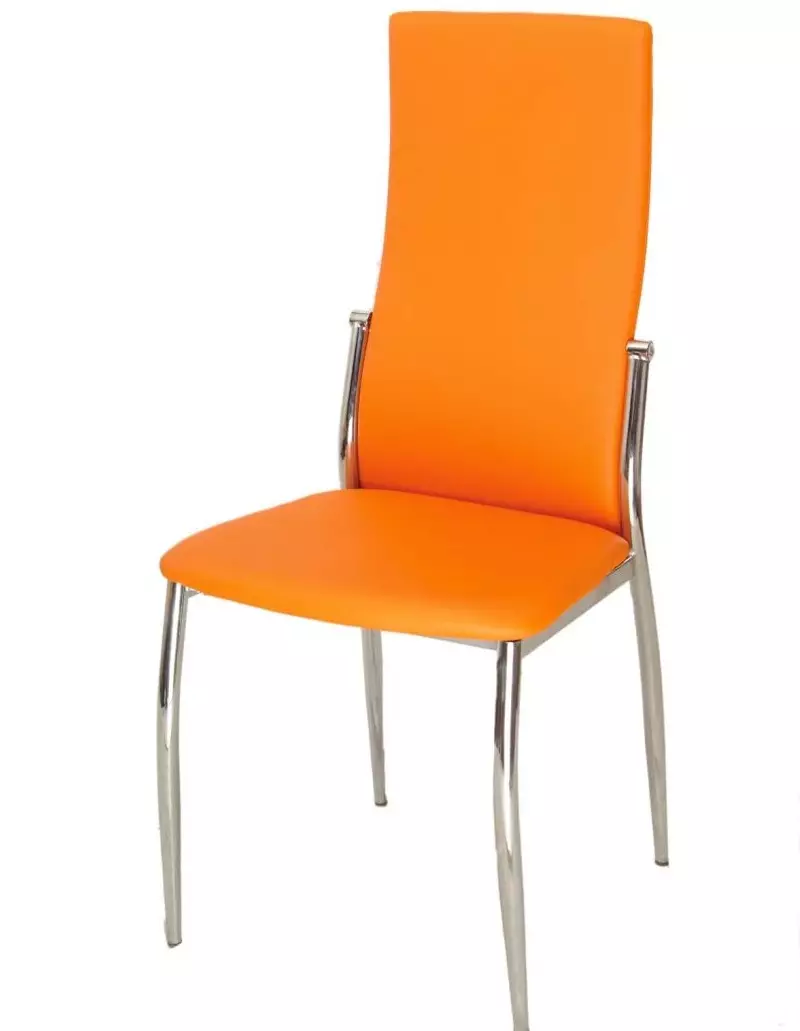 Virtuves krēsli uz metāla rāmja (68 fotogrāfijas): virtuves krēsli ar atzveltni uz metāla rāmja, hroma tērauda modeļiem un krēsliem ar metāla kājām 21071_49