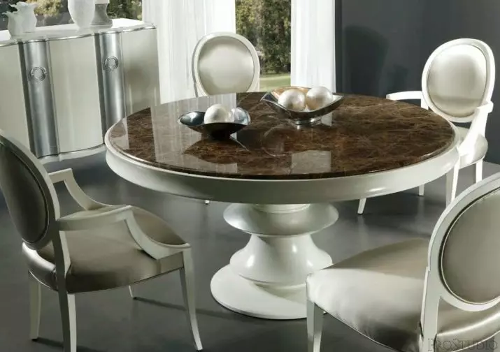 Keukentafels van kunstmatige en natuursteen (48 foto's): marmeren tafels voor keuken, glijdende granieten steenmodellen en andere opties 21079_48