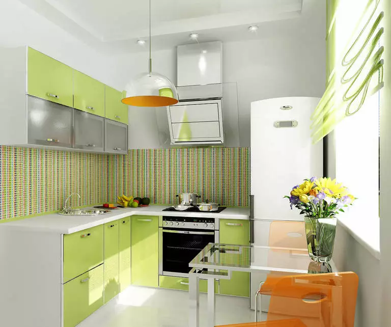 Fıstıklı Mutfaklar (64 Fotoğraf): Mutfak iç mekanında bir mutfak kulaklık renk fıstığı seçimi. Duvar kağıdı ile köşe ve doğrudan kafalar ne renk? 21082_38