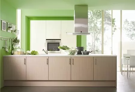 Pistachio廚房（64張照片）：選擇廚房耳機彩色開心果在廚房內部。用壁紙壁紙是什麼顏色的角落和直接頭？ 21082_54
