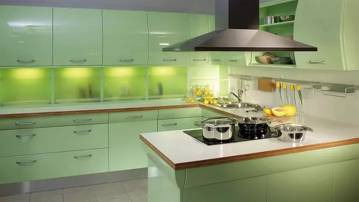 Pistachio厨房（64张照片）：选择厨房耳机彩色开心果在厨房内部。用壁纸壁纸是什么颜色的角落和直接头？ 21082_64