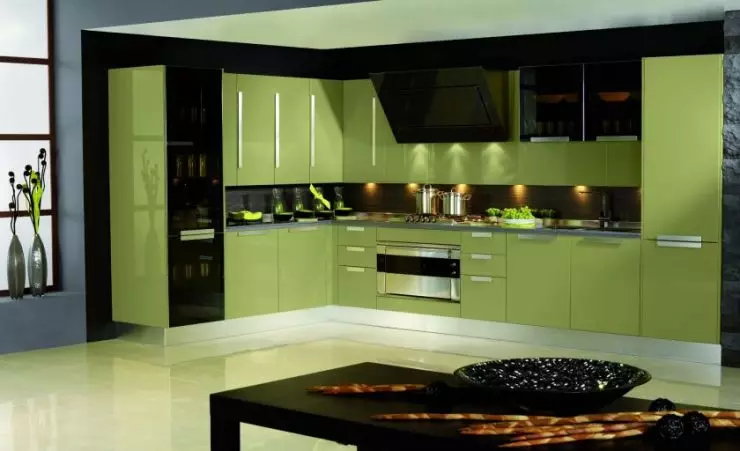 Olíva konyhák (82 fotók): Olive Color Kitchen Headset funkciók a konyha belső kialakítása. Milyen színek helyezkednek el a falakat? 21085_20