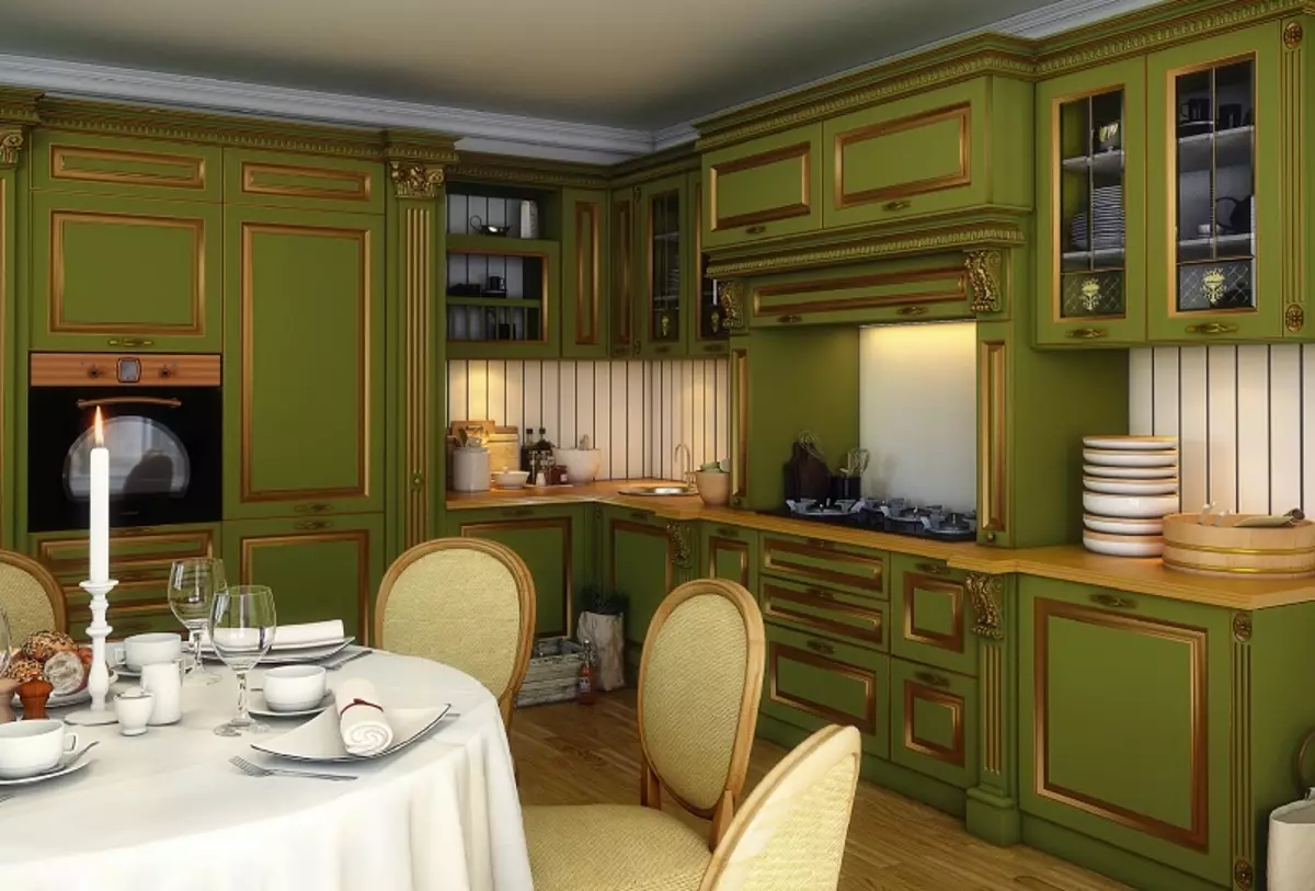 Olíva konyhák (82 fotók): Olive Color Kitchen Headset funkciók a konyha belső kialakítása. Milyen színek helyezkednek el a falakat? 21085_47
