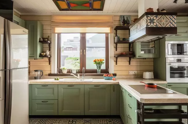 Olíva konyhák (82 fotók): Olive Color Kitchen Headset funkciók a konyha belső kialakítása. Milyen színek helyezkednek el a falakat? 21085_72