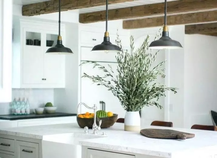 Köök Skandinaavia stiilis (116 fotot): sisekujundus köögi elutuba, valge ja hall värvid väikeses ruumis, plakatid ja kardinad, tapeet ja köögis asuvad köögis 21087_115