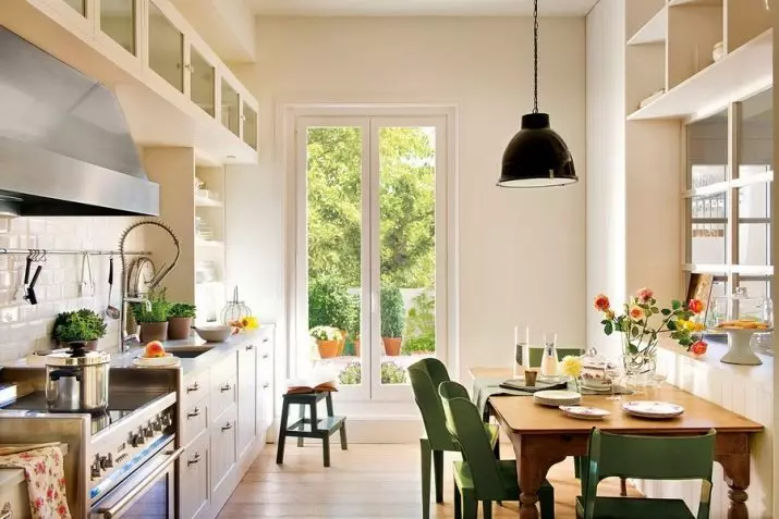Köök Skandinaavia stiilis (116 fotot): sisekujundus köögi elutuba, valge ja hall värvid väikeses ruumis, plakatid ja kardinad, tapeet ja köögis asuvad köögis 21087_3