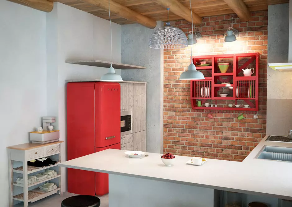 Loft Dapur dalam gaya loteng (52 foto): ciri-ciri gaya di pedalaman 