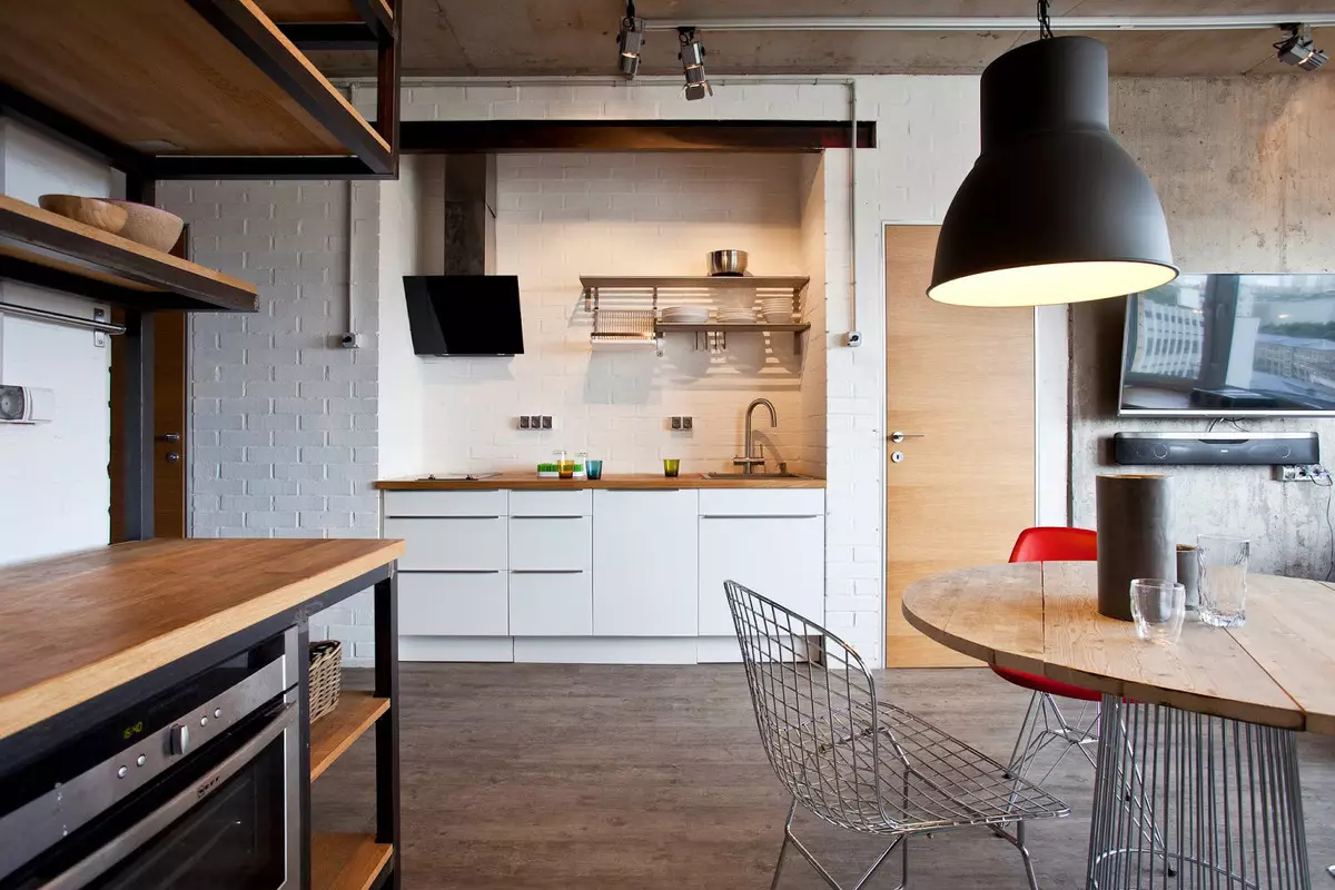 Loft kombuise in hok styl (52 foto's): styl beskik oor in die 