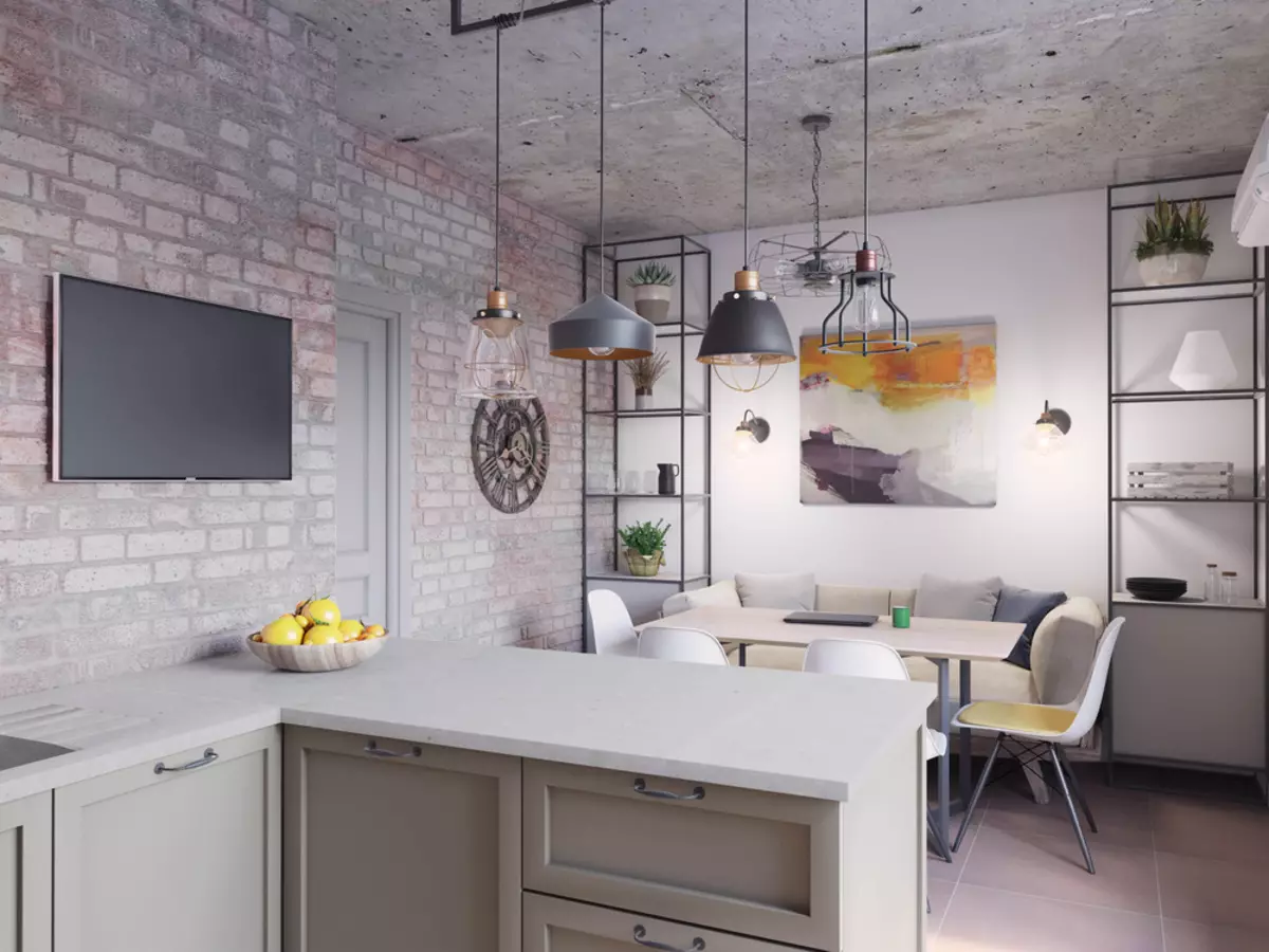 Loft kombuise in hok styl (52 foto's): styl beskik oor in die 