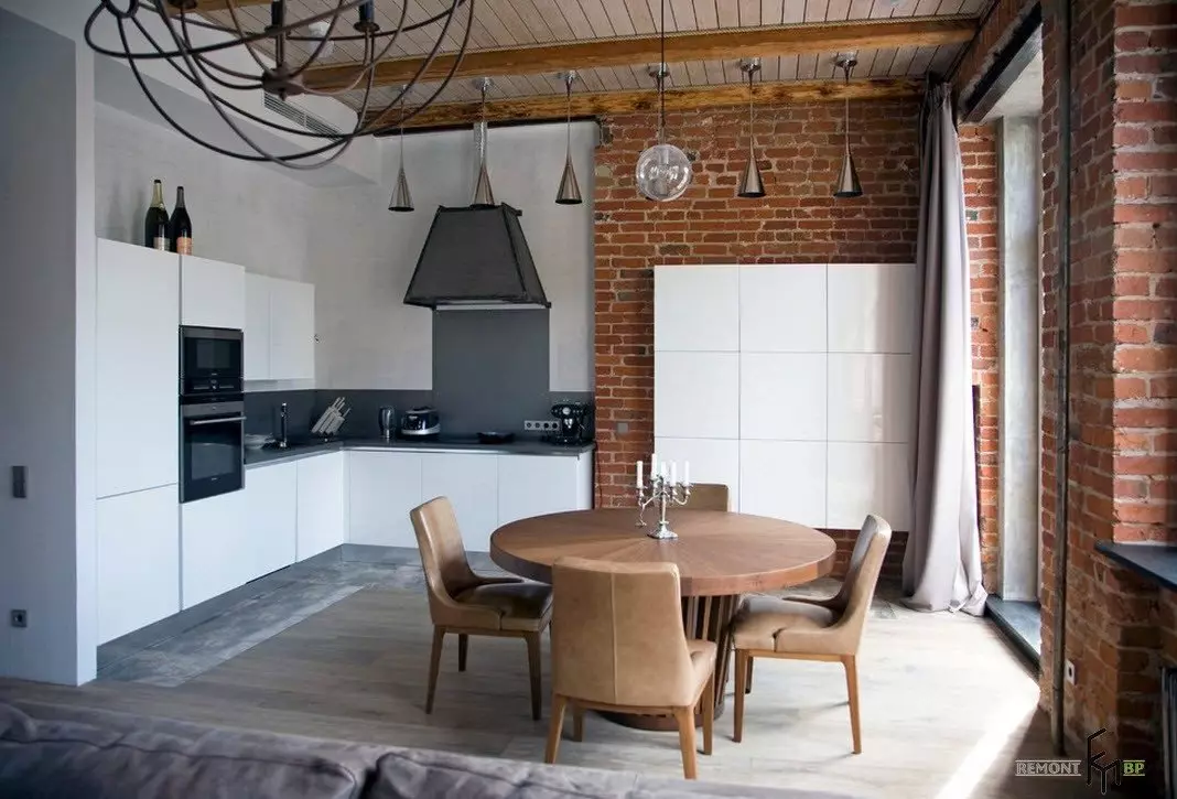 Loft kombuise in hok styl (52 foto's): styl beskik oor in die 