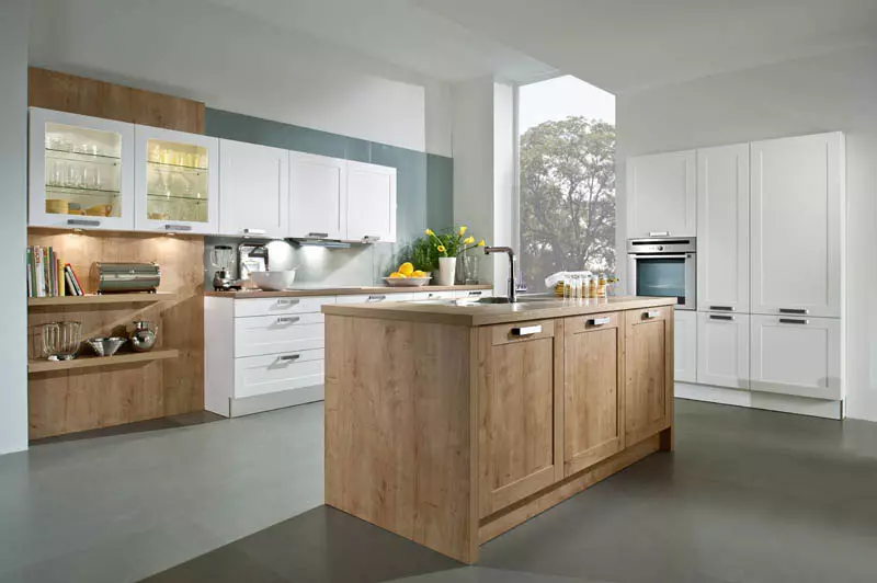 آشپزخانه های دو رنگ (75 عکس): ترکیبی از دو رنگ مختلف، آشپزخانه با سواری تیره و پایین نور در طراحی داخلی، هدست آشپزخانه دو رنگ با پایین خاکستری و بژ سواری 21104_53