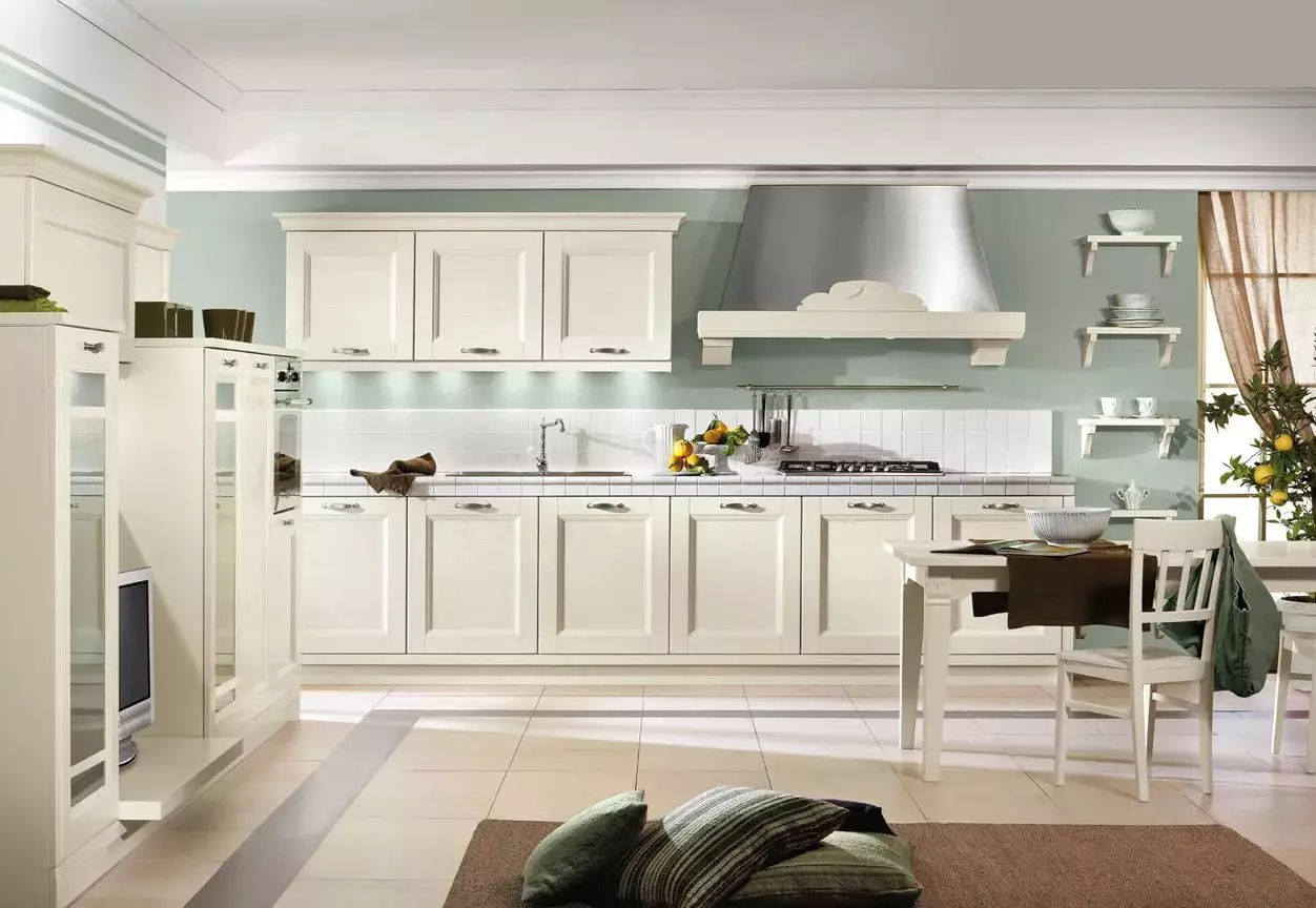 Kjøkken Ivory (64 bilder): Utvalg av kjøkkenhodesett Farge elfenben og andre nyanser i interiøret, design kjøkken i klassisk stil og andre retninger 21105_5