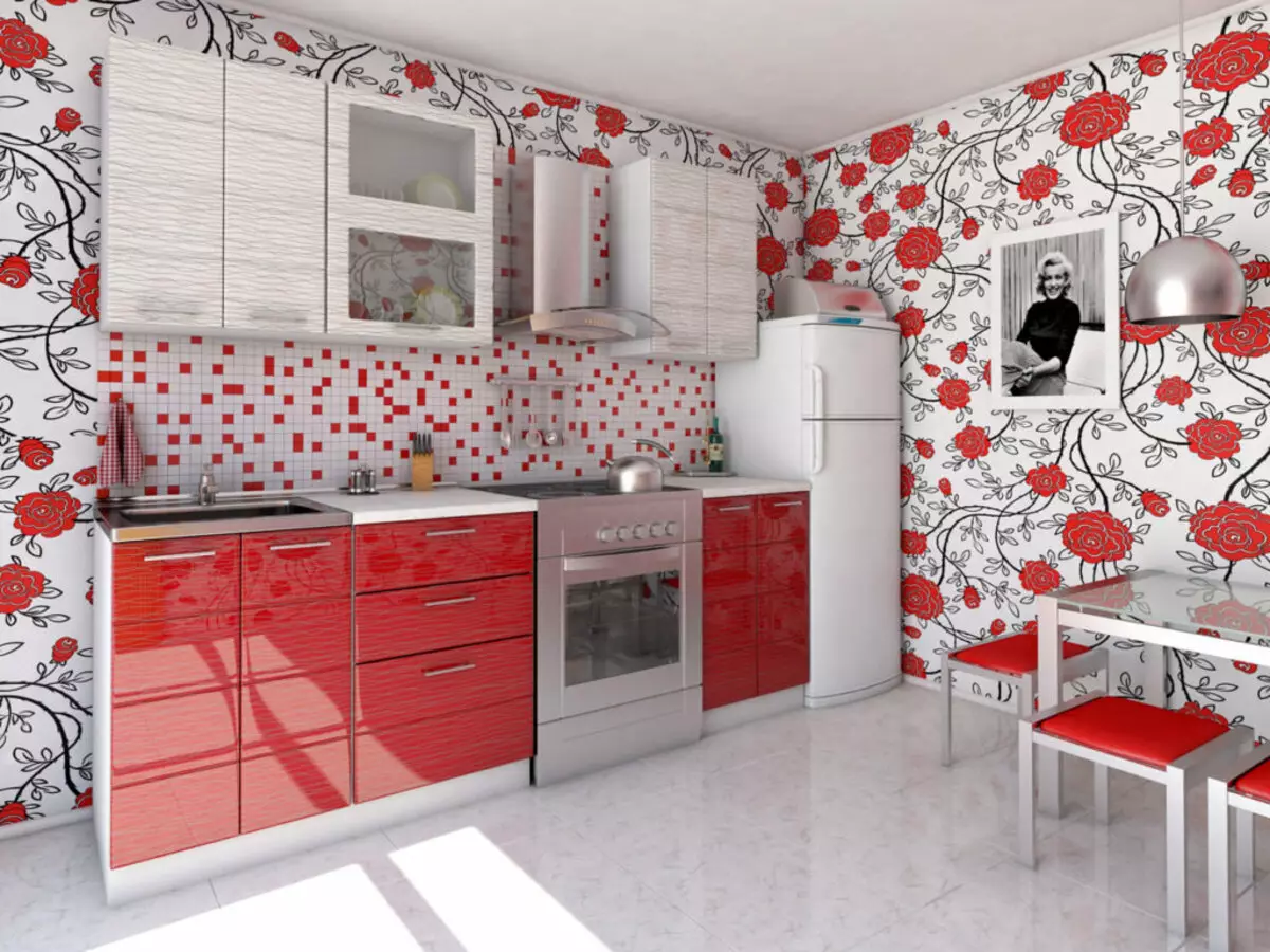 Nástenný dizajn v kuchyni (93 fotografií): výzdoba stien podľa umeleckej maľby a kresieb, možnosti pre akcentové steny a moderné myšlienky štýlových stien 21109_86