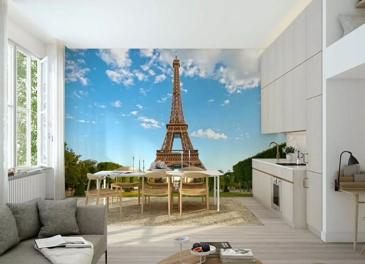 Фотообои дома. Фреска Париж Эйфелева башня. Фотообои Париж Эйфелева башня в интерьере. Фотообои в интерьере. Фотообои 3-d.
