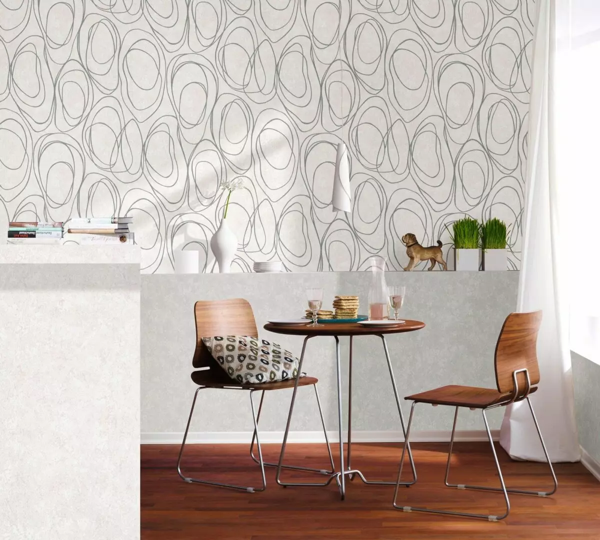 Fons de Pantalla de cuina (102 fotos): cuina disseny de el paper pintat per parets de la cuina a l'apartament, força brillant, brillant i altres opcions de paper tapís a l'interior 21113_25