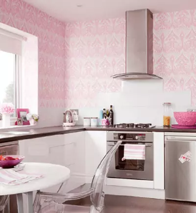 Wallpaper of Kitchen - Lifoto tse 102): moralo oa ka kichineng oa ka kichineng oa mabota a kichineng ho likhetho tse khanyang, tse ling tse khanyang tse khanyang 21113_3