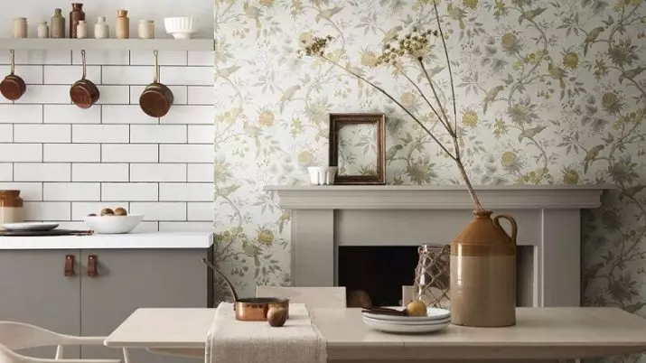 Fons de Pantalla de cuina (102 fotos): cuina disseny de el paper pintat per parets de la cuina a l'apartament, força brillant, brillant i altres opcions de paper tapís a l'interior 21113_8