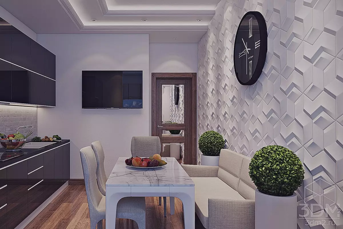 3d photo wallpaper untuk dapur (43 foto): Pilih wallpaper 3D yang indah untuk dinding di interior, dapat dicuci dan jenis wallpaper stereoskopis lainnya untuk dapur area yang berbeda 21116_11