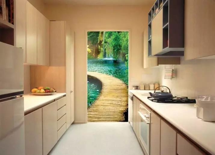 3D-photo papel de parede para celular para cozinha (43 fotos): Escolha um lindo papel de parede 3D para paredes no interior, lavável e outros tipos de papéis de parede estereoscópicos para cozinha de diferentes áreas 21116_19
