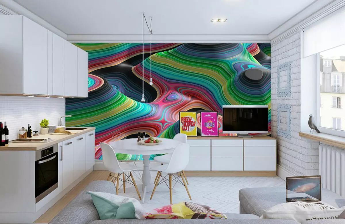 3d photo wallpaper untuk dapur (43 foto): Pilih wallpaper 3D yang indah untuk dinding di interior, dapat dicuci dan jenis wallpaper stereoskopis lainnya untuk dapur area yang berbeda 21116_39